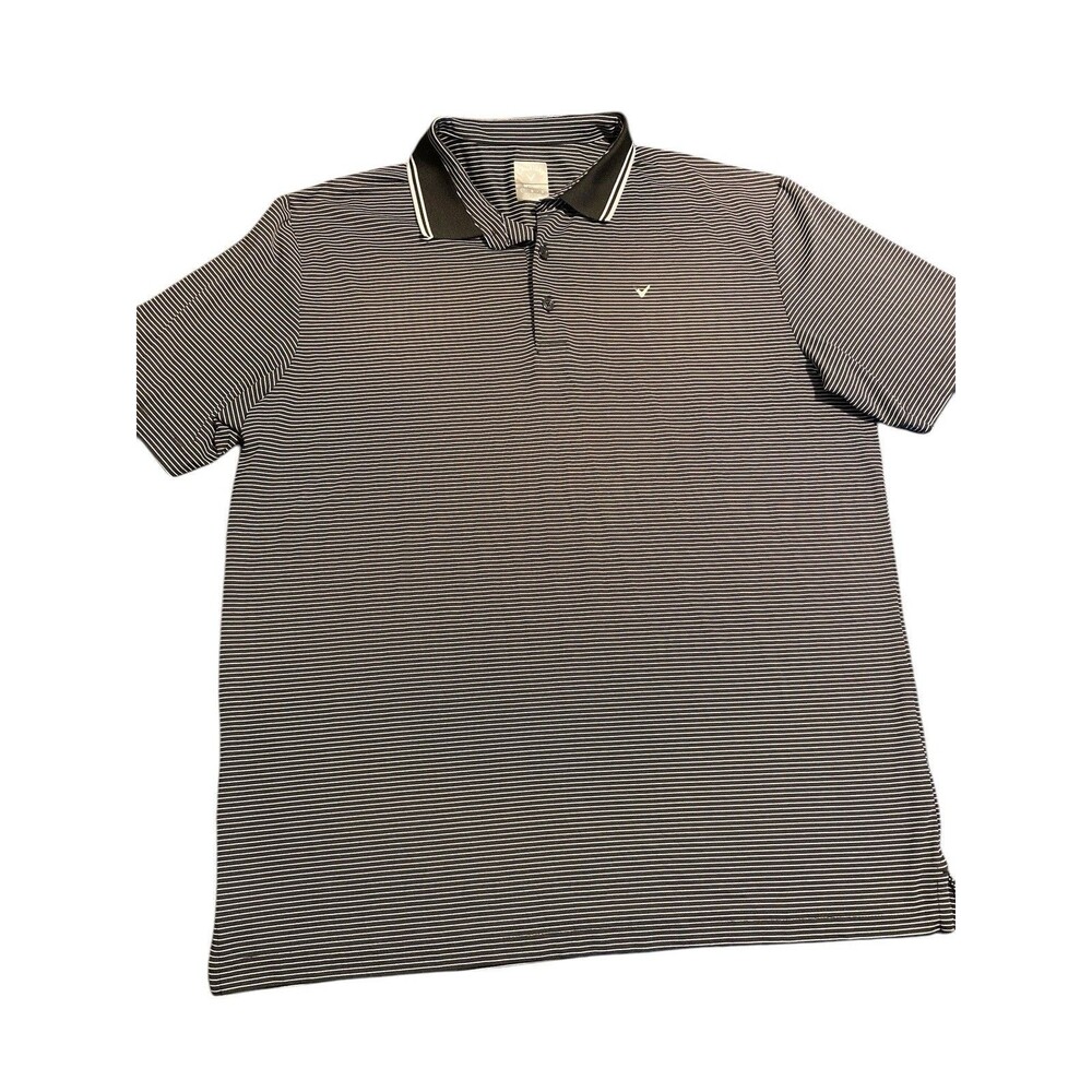 Callaway Shirt Mens‎ Sz L/TG Golf Polo T-shirt striped short sleeve Black/ White
